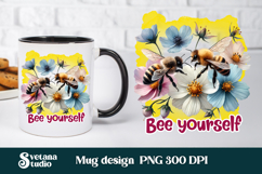 Bee flower honeycomb mug wrap | Mug sublimation wrap design Product Image 1