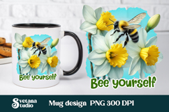 Bee flower honeycomb mug wrap | Mug sublimation wrap design Product Image 1