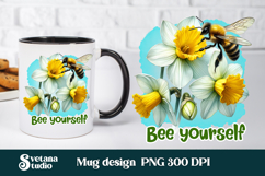 Bee flower honeycomb mug wrap | Mug sublimation wrap design Product Image 1