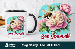 Bee flower honeycomb mug wrap | Mug sublimation wrap design Product Image 1