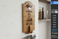 Beer Bottle Opener Laser Cut | Wall Mounted Bottle Opener Product Image 1