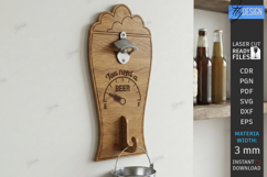 Beer Bottle Opener Laser Cut | Wall Mounted Bottle Opener Product Image 1