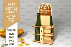 Beer Bottle Stand Laser Cut. Wooden Beer Holder SVG Product Image 1