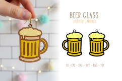 Beer Mug Earrings Laser Cut SVG Template, Keychain, Ornament Product Image 1