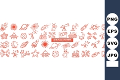 Minimal Line Art Space Icons Banner Monochrome Orange Product Image 1