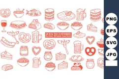 Hand Drawn Red Line Food Icon Set Product Image 1