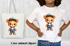 Cute beer clipart PNG | Cute animal in clothes clipart Product Image 1