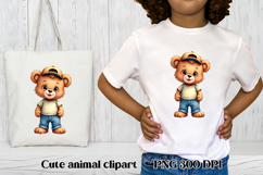 Cute beer clipart PNG | Cute animal in clothes clipart Product Image 1