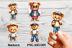 Cute teddy bear stickers PNG | Cute animal sticker printable Product Image 1