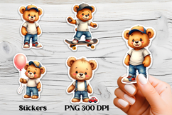 Cute teddy bear stickers PNG | Cute animal sticker printable Product Image 1