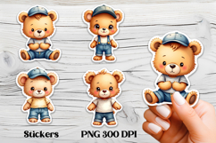 Cute teddy bear stickers PNG | Cute animal sticker printable Product Image 1