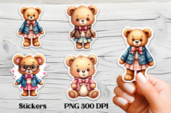 Cute teddy bear stickers PNG | Cute animal sticker printable Product Image 1