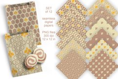 Bees Seamless Digital Paper Set of 12 PNG in Neutral Colors