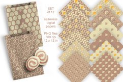 Bees Seamless Digital Paper Set of 12 PNG in Neutral Colors