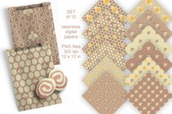Bees Seamless Digital Paper Set of 12 PNG in Neutral Colors