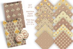 Bees Seamless Digital Paper Set of 12 PNG in Neutral Colors