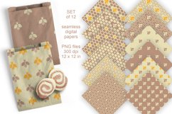 Bees Seamless Digital Paper Set of 12 PNG in Neutral Colors