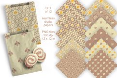 Bees Seamless Digital Paper Set of 12 PNG in Neutral Colors