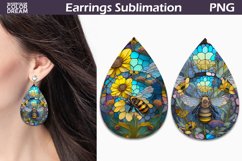 Bee Stained Glass Earrings | Bee Teardrop Earrings Product Image 1