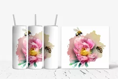Bees Tumbler Wrap Skinny Tumbler Sublimation Design PNG 