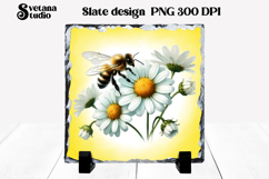 Bee flower slate PNG design | Summer sublimation Product Image 1