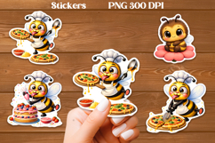Cute bee stickers printable | Funny summer bee stickers PNG Product Image 4