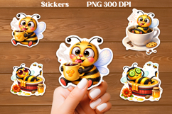Cute bee stickers printable | Funny summer bee stickers PNG Product Image 1
