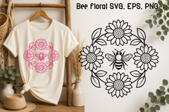 Bee and Sunflower Floral SVG Design Product Image 1