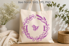 Lavander Flower Wreath Bee SVG | Bee SVG Design Product Image 1