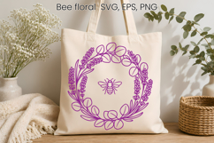 Lavander Flower Wreath Bee SVG Design Product Image 1