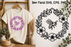 Elegant Floral Bee SVG Design | Daisy Flower Bee SVG Product Image 1