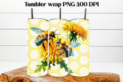 Honeycomb bee tumbler wrap | Bee flower tumbler sublimation Product Image 1