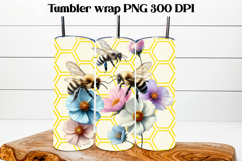 Honeycomb bee tumbler wrap | Bee flower tumbler sublimation Product Image 1
