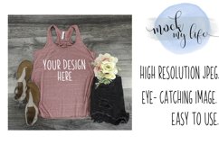 Mockup Bella Canvas Tank / Flat Lay / Mauve Tank Product Image 1