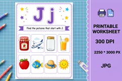 Letter j alphabet beginning sounds printable worksheet Product Image 1