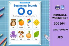Letter o phonics beginning sounds printable worksheet Product Image 1