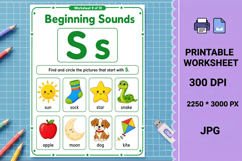 Letter s phonics sound beginning sounds printable worksheet Product Image 1