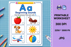 Letter phonics alphabet beginning sounds printable worksheet Product Image 1