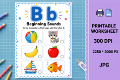 Phonics letter b beginning sounds printable worksheet Product Image 1