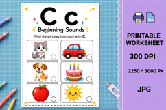 Letter c phonics beginning sounds printable worksheet Product Image 1