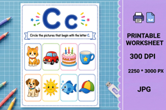 Letter c uppercase beginning sounds printable worksheet Product Image 1