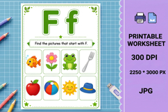 Letter f uppercase beginning sounds printable worksheet Product Image 1