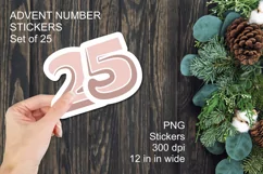 Beige Advent Calendar Sticker Numbers 1 to 25 PNG files