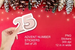 Beige Advent Calendar Sticker Numbers 1 to 25 PNG files