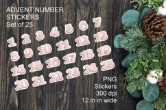 Beige Advent Calendar Sticker Numbers 1 to 25 PNG files
