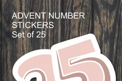 Beige Advent Calendar Sticker Numbers 1 to 25 PNG files