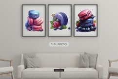 Watercolor Macarons | Blueberry Strawberry Macarons PNG Product Image 4