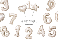 Watercolor beige balloon numbers clipart. -9 balloon digits Product Image 1