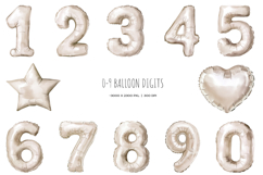 Watercolor beige balloon numbers clipart. -9 balloon digits Product Image 2