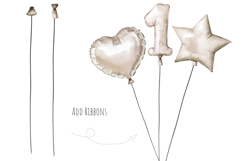 Watercolor beige balloon numbers clipart. -9 balloon digits Product Image 3
